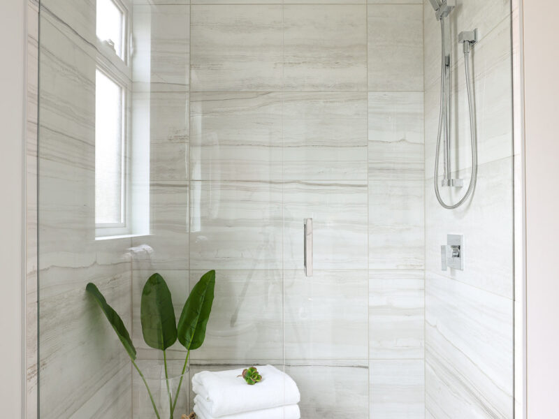 modern large format shower tiles, spacious bathroom shower, interior design, custom design, Maxine Whitehead design