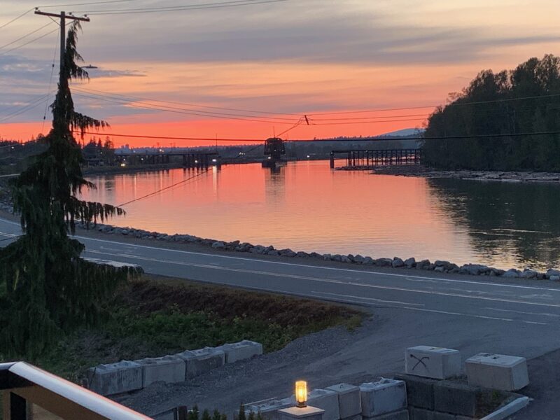 river front property, sunset, balcony view, Maxine Whitehead design