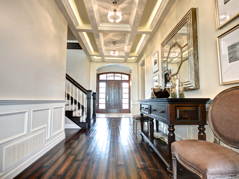 grand staircase, grand entrance, bright airy welcoming entryway, timeless style, gallery space, Maxine Whitehead design